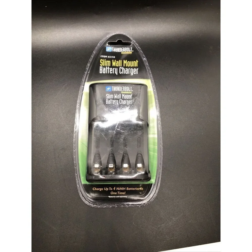 THUNDERBOLT Magnum Slim Wall Mount AA/AAA Battery Charger NEW —4 NiMH At 1 Time
